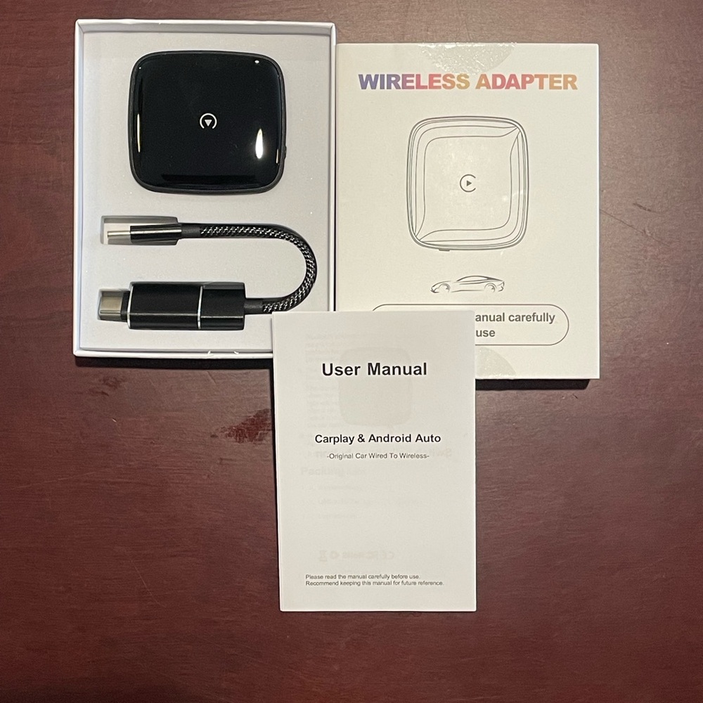 Wireless CarPlay and Android Adapter Dongle with USB-C Cable - Black